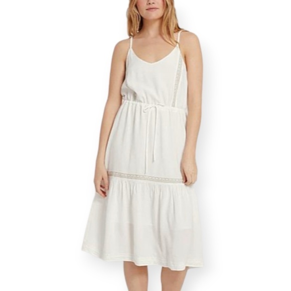 Frank and Oak White Embroidered Cami Tiered Midi Dress SZ Small - Picture 2 of 14